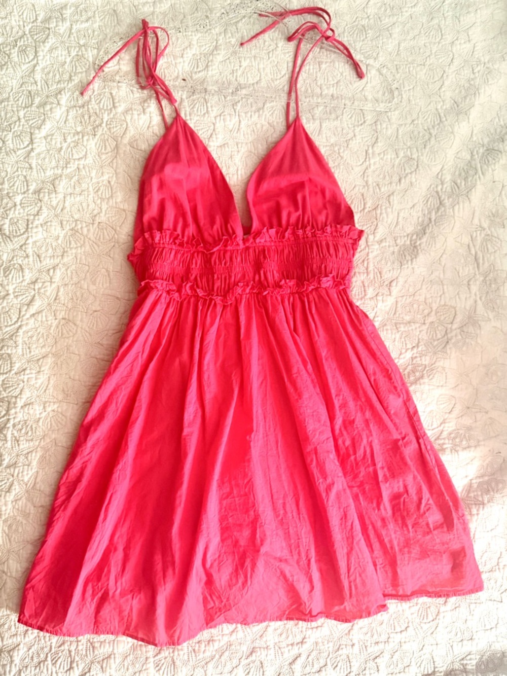 Zara Hot Pink Mini Dress with Tie Straps
